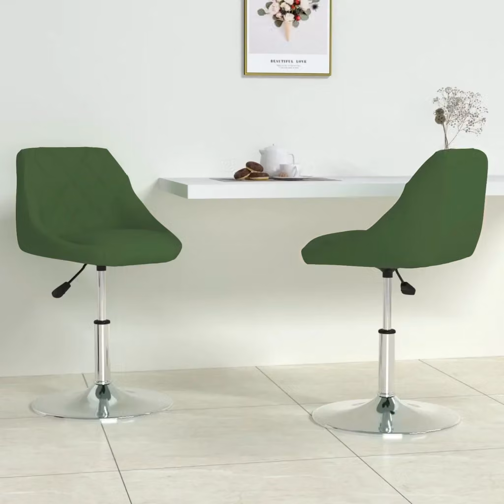Set di 2 sedie da pranzo girevoli a 360 gradi in velluto verde con struttura in metallo e plastica per cucina e sala da pranzo – 2