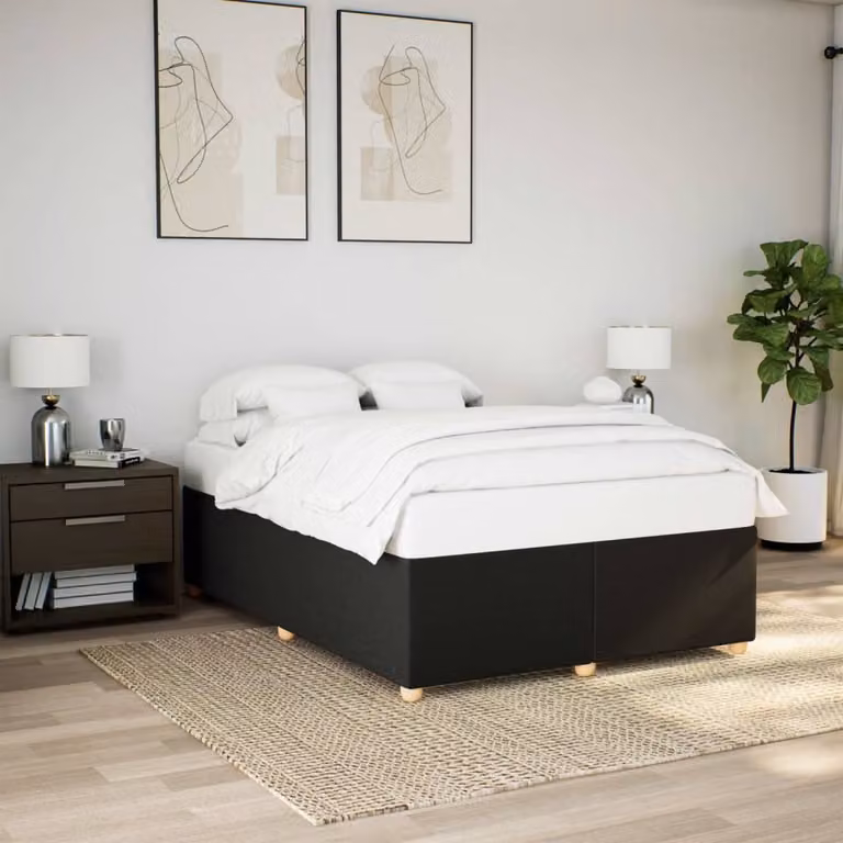 vidaXL Giroletto senza Materasso Nero in Tessuto L: 160 cm, P: 200 cm