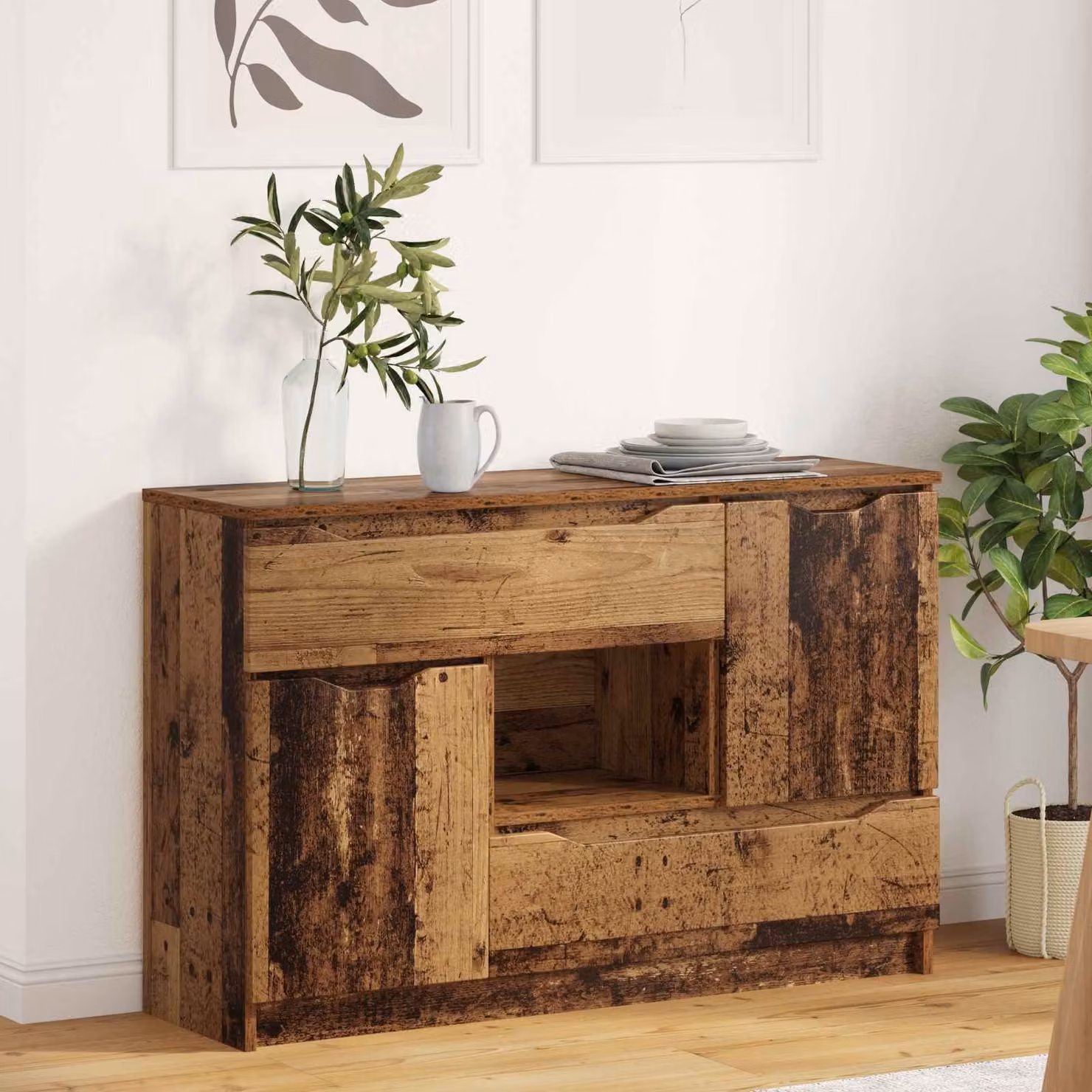 vidaXL Credenza in legno vecchio marrone L: 100 cm, P: 30 cm, H: 65,6 cm