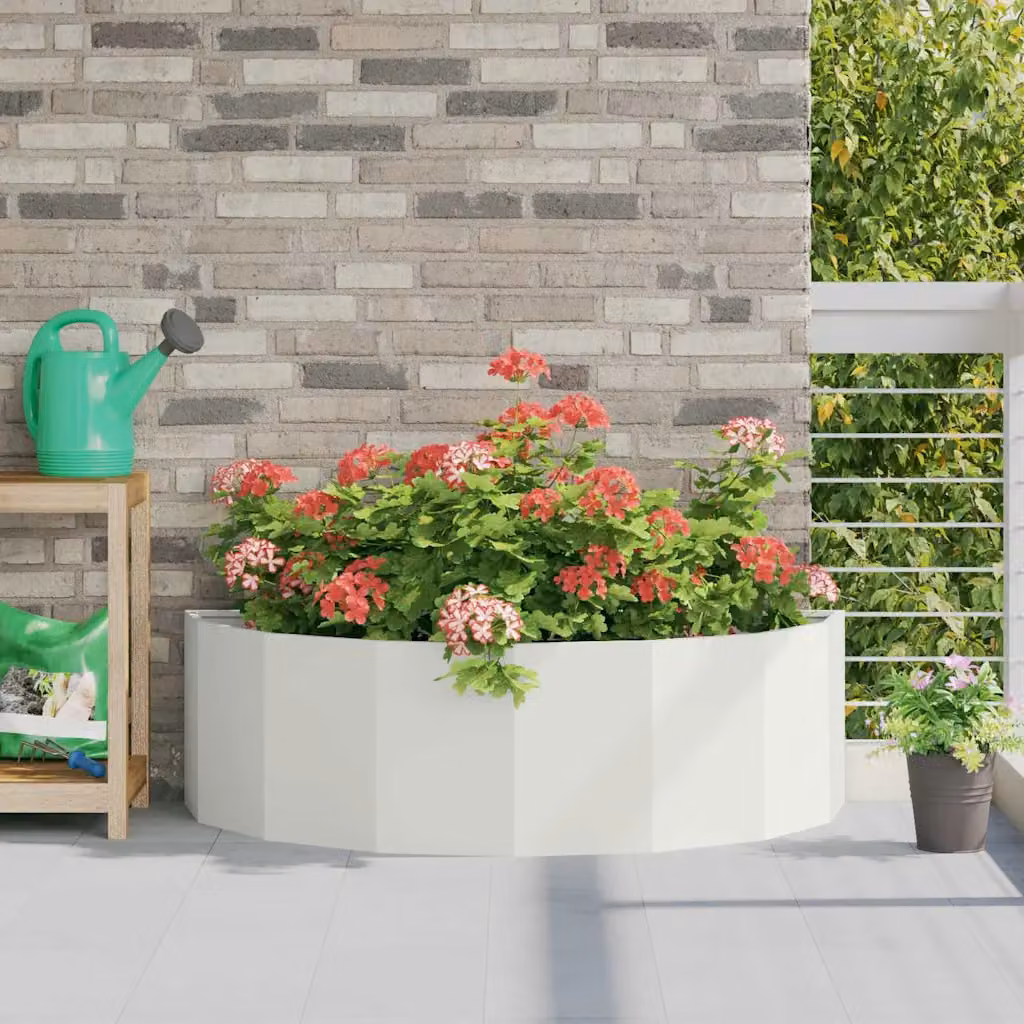 Fioriera vidaXL in acciaio bianco L 120 x P 60 x H 35 cm