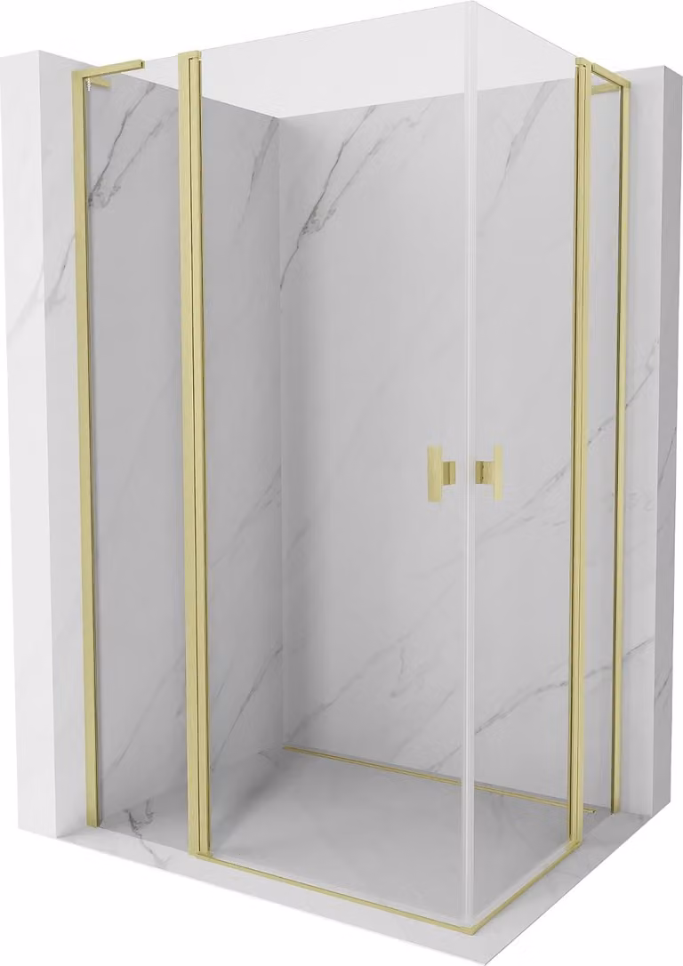 Mexen Mist L Duo cabina doccia battente 115 x 100 cm, trasparente, oro spazzolato - 8A4L-115-100-55-00