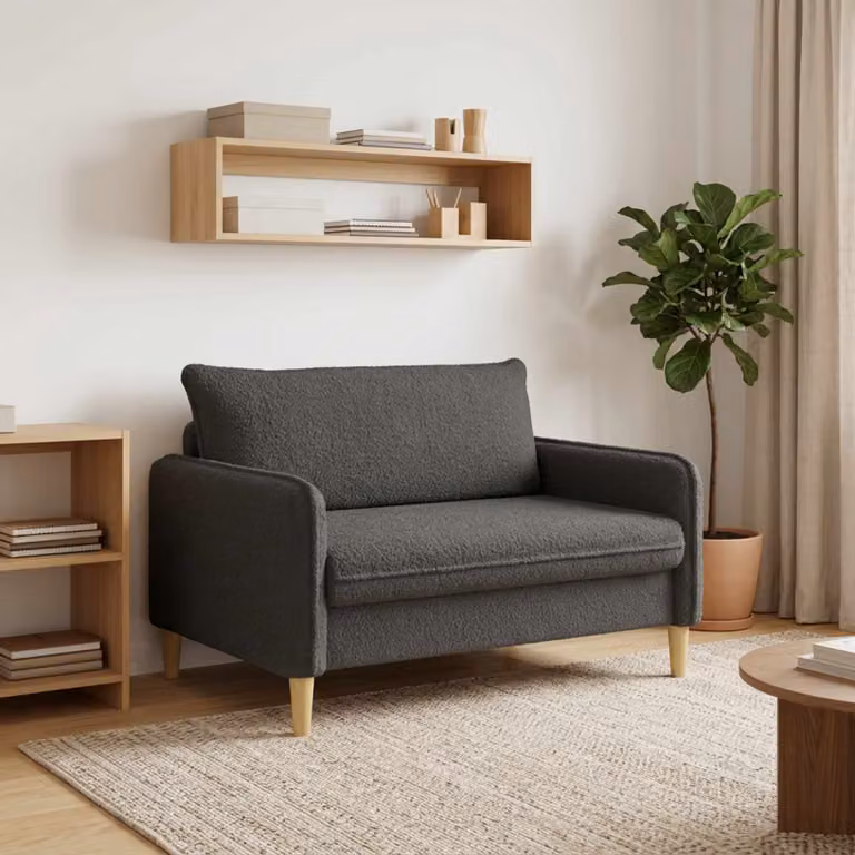 Poltrona XXL vidaXL in tessuto bouclé grigio con braccioli e design moderno per soggiorno o camera da letto