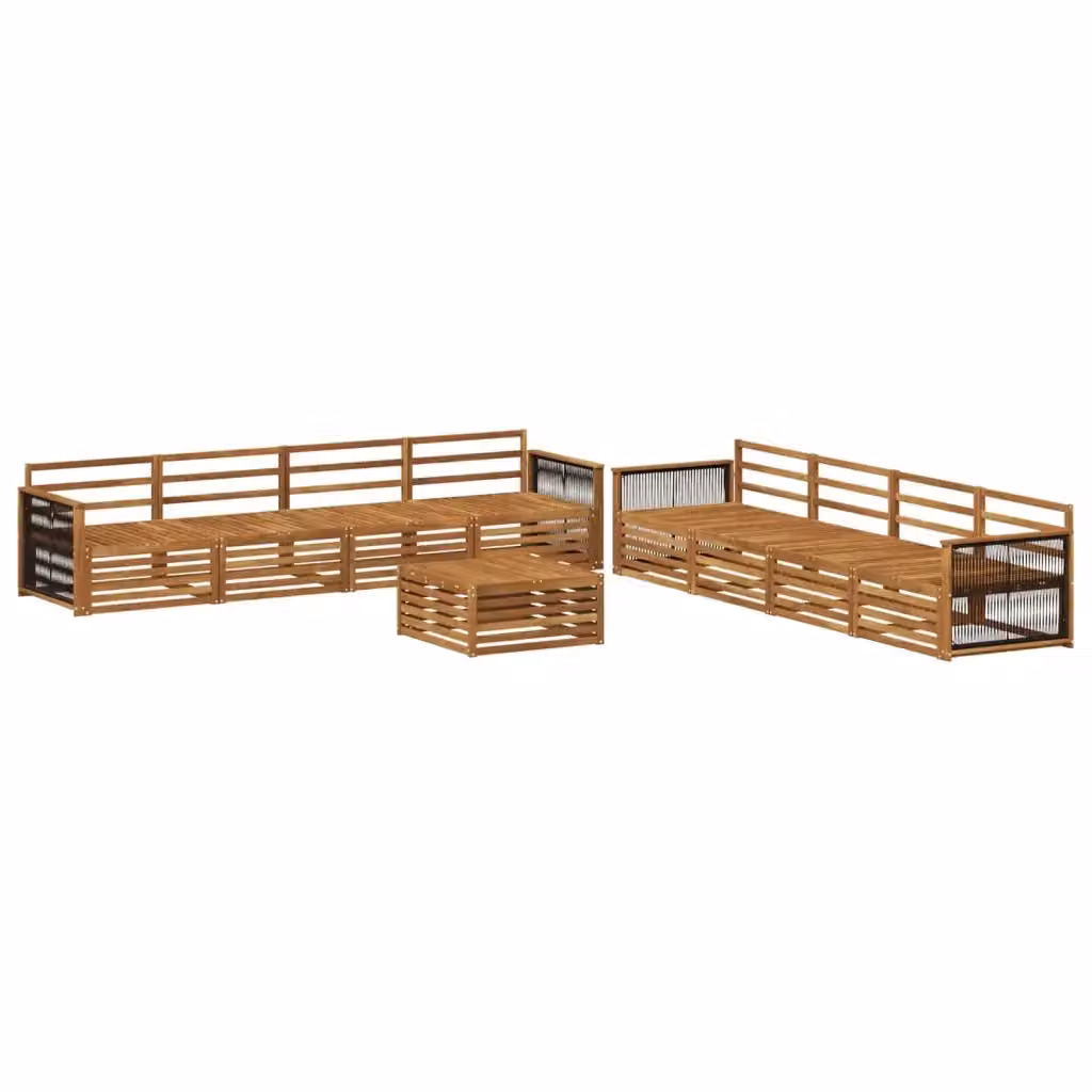 Set di divani da esterno a forma di U vidaXL in legno di acacia massello marrone con cuscini inclusi – 2