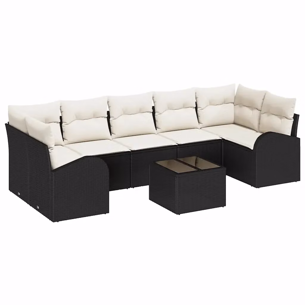 Set Divano da Giardino a L vidaXL 8 pz Nero in Polyrattan con Cuscini e Tavolino da Caffè – 2