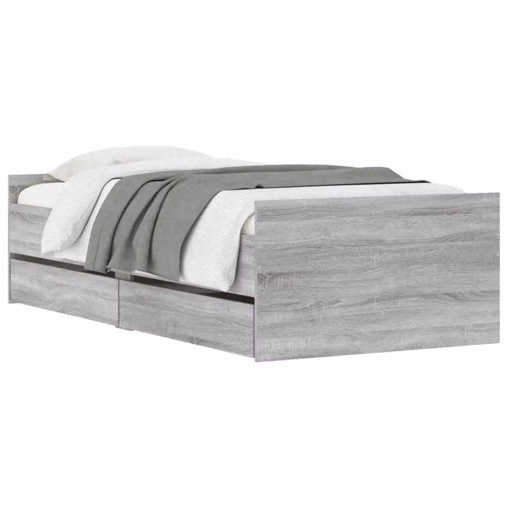 Struttura letto moderno vidaXL con cassetti in legno ingegnerizzato grigio cemento – 2