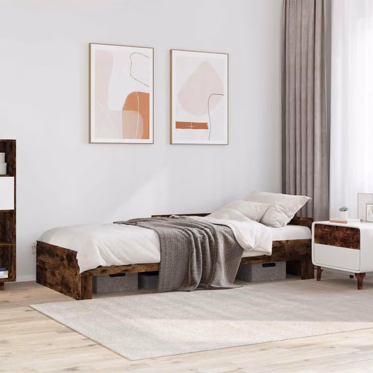 Struttura letto con testata vidaXL in legno Rovere Fumo marrone L 80 x P 200 cm