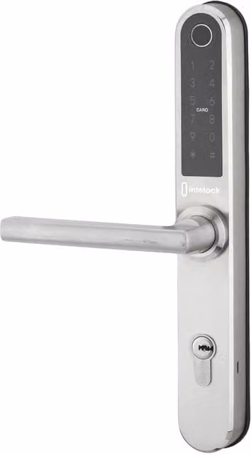 Maniglia MULTI THIRARD con placca lunga, finitura argento e interasse 70 mm