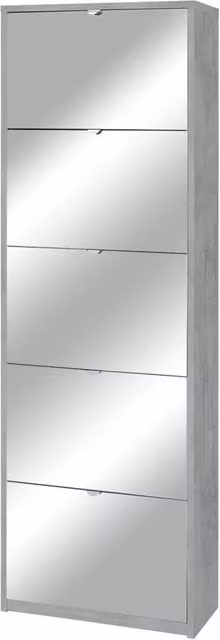 Scarpiera 5 Ante con Specchio 63x190x29 cm Cemento