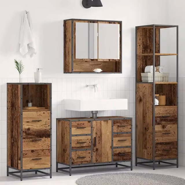 Set di mobili per il bagno 4 pz Legno vecchio 80 x 33 x 60 cm 3402462