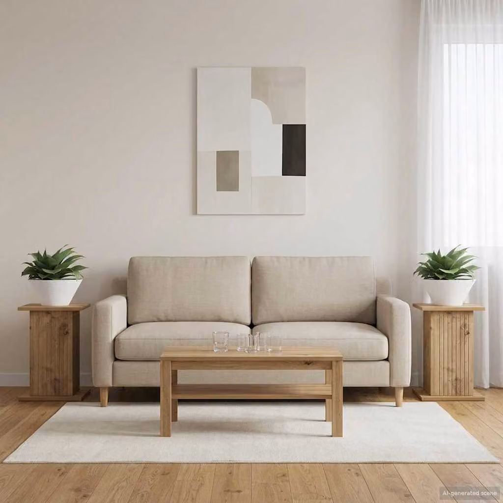 Set di 2 supporti per piante vidaXL in legno color rovere, L 30,5 cm x P 30 cm x H 43 cm