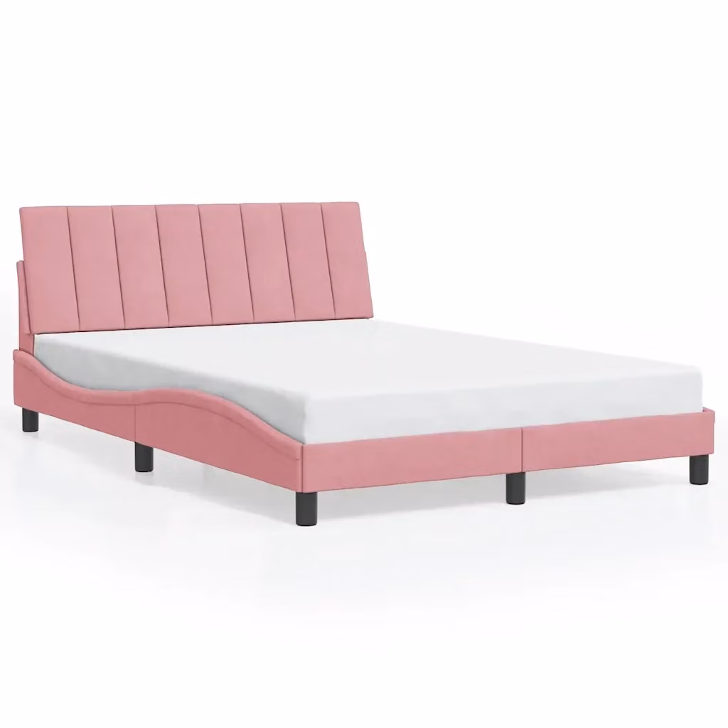 Giroletto Hanko vidaXL in Velluto Rosa con Doghe in Legno L/P/H: 140 x 190 cm – 2