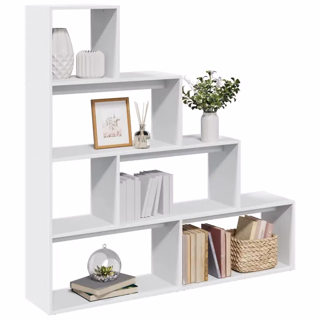 Libreria Divisorio a Scala vidaXL con 4 Ripiani, Bianca, L 143,5 cm x P 29 cm x H 143,5 cm