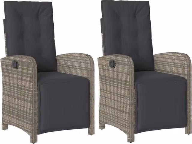 Sedie da Giardino Reclinabili 2 pz | Sedie da Esterno con Poggiapiedi Polyrattan