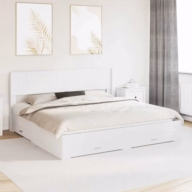 Struttura del letto con stoccaggio e testata Bianco 3414437