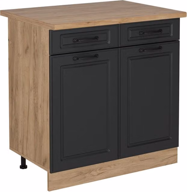 Mobiletto base per cucina R-Line Antracite rustico/Rovere dorato 80 cm, PL Rovere Vicco