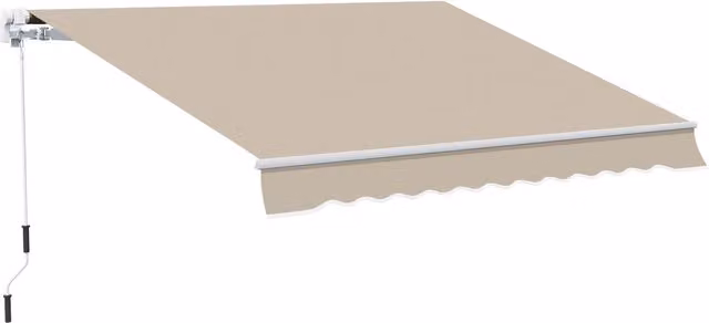 Tenda da Sole 4x2.5 m Avvolgibile a Manovella con Copertura Impermeabile, in Metallo e Alluminio, Beige