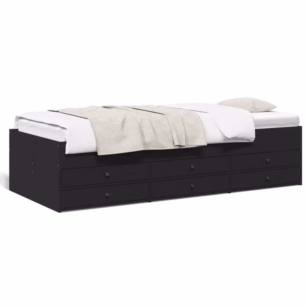 Divano Letto con Cassetti vidaXL in Tessuto Nero L: 78 cm, P: 45,5 cm, H: 193 cm – 2