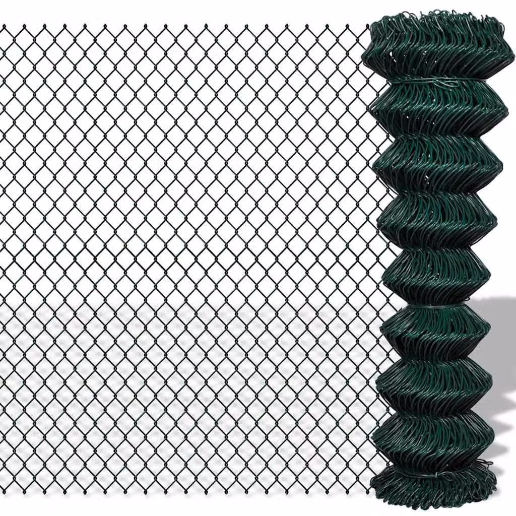 Recinzione a rete in acciaio rivestita in PVC verde vidaXL, L: 25 m, H: 1,5 m