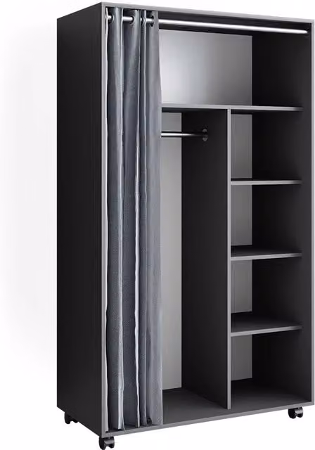 Armadio multifunzione Doros Grigio 100 x 168 cm Con rulli Vicco