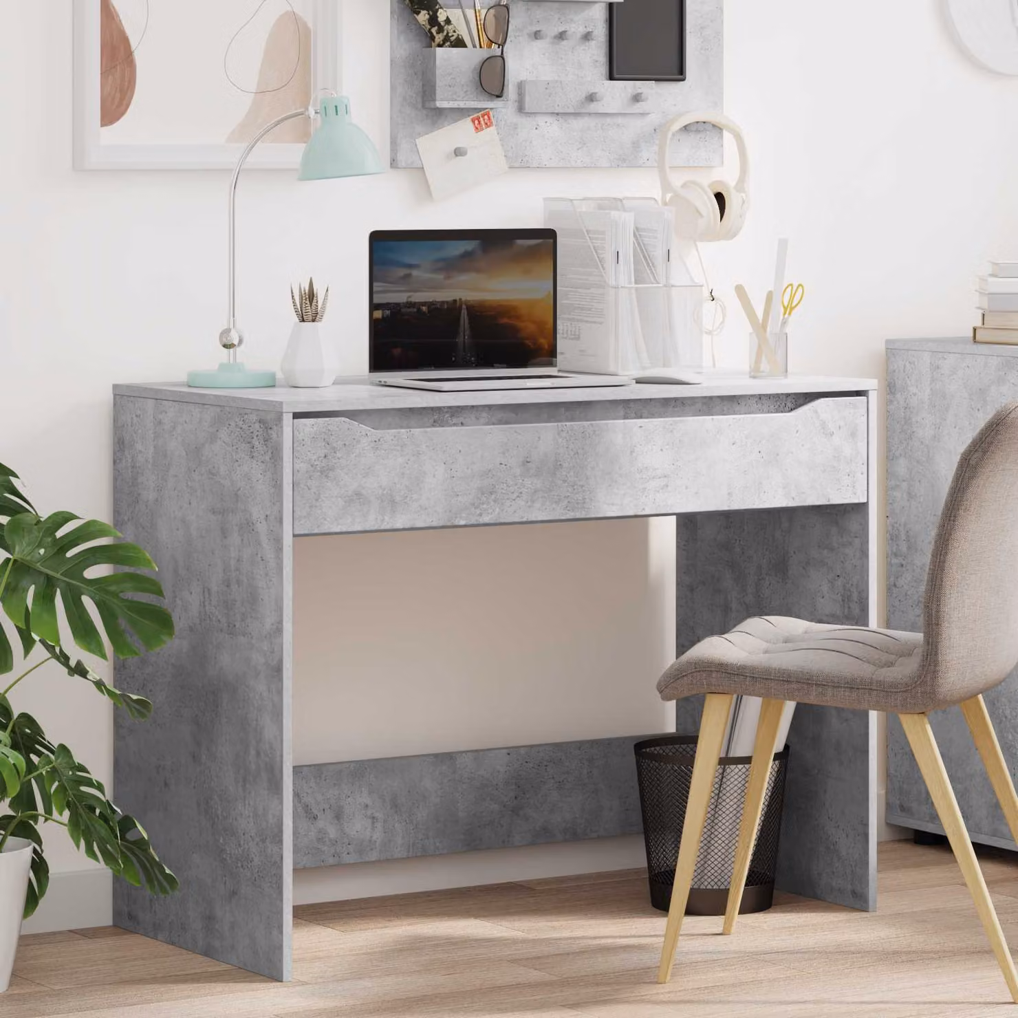 Scrivania da ufficio vidaXL in legno MDF grigio, L 100 x P 50 x H 78 cm