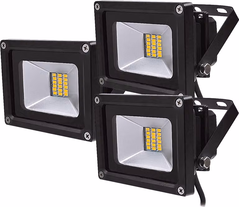 Greenmigo, set da 3 faretti LED SMD da 20 W per esterni, faretti, proiettori, illuminazione diffusa, impermeabili IP65, bianco caldo, 85-265 V