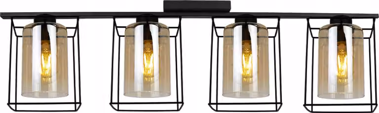 Hella Cage lampada a sospensione - lampada da soffitto per soggiorno, camera da letto e sala da pranzo - luce a sospensione in metallo e vetro - E27 - miele - 4 luci