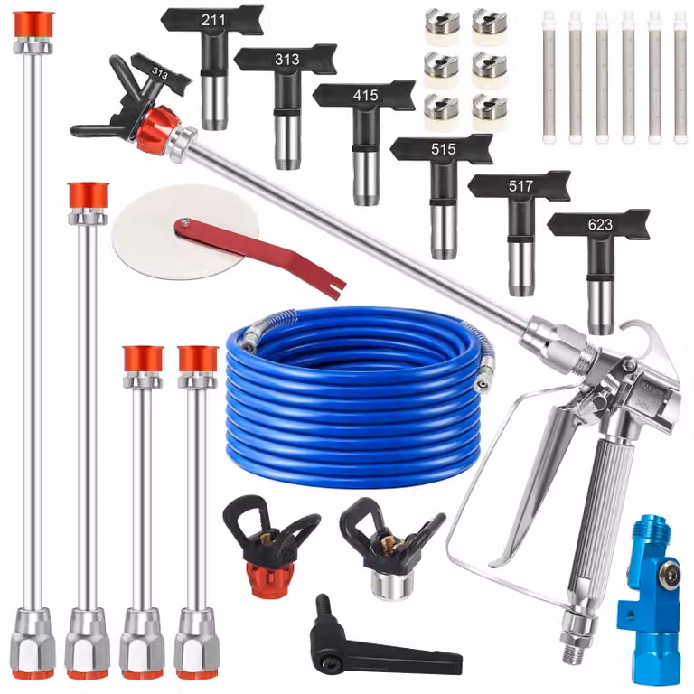 Set completo di 22 pezzi per verniciatura a spruzzo senza aria, per risultati professionali