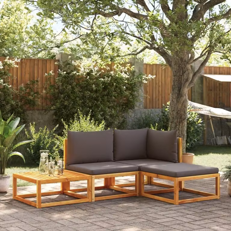 Maison Exclusive - Set di divani da giardino 4 pezzi con cuscini in legno di acacia e rattan