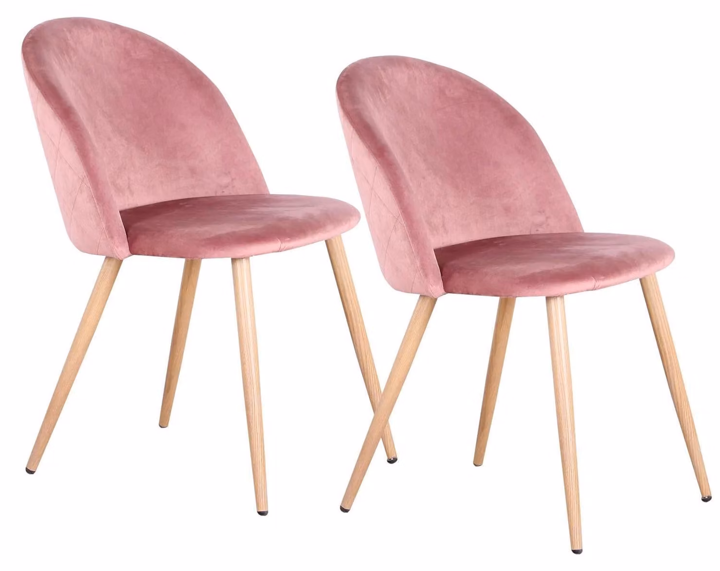 Set di 2 poltrone da pranzo in velluto - Sedia da pranzo - Velluto morbido, gambe in metallo, design moderno, senza braccioli, adatta per cucina/sala da pranzo/soggiorno - Rosa