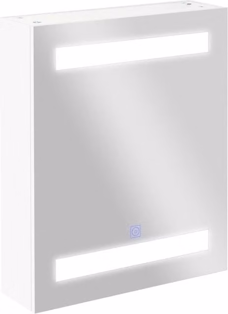 Armadietto da bagno Minimal con specchio e illuminazione LED bianco lucido L 50 cm x P 15 cm x H 60 cm