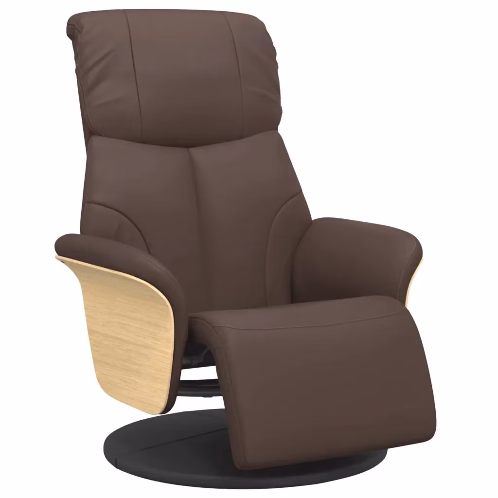 Poltrona Reclinabile con Poggiapiedi vidaXL in Similpelle Marrone con Sedia Relax girevole a 360 gradi – 2