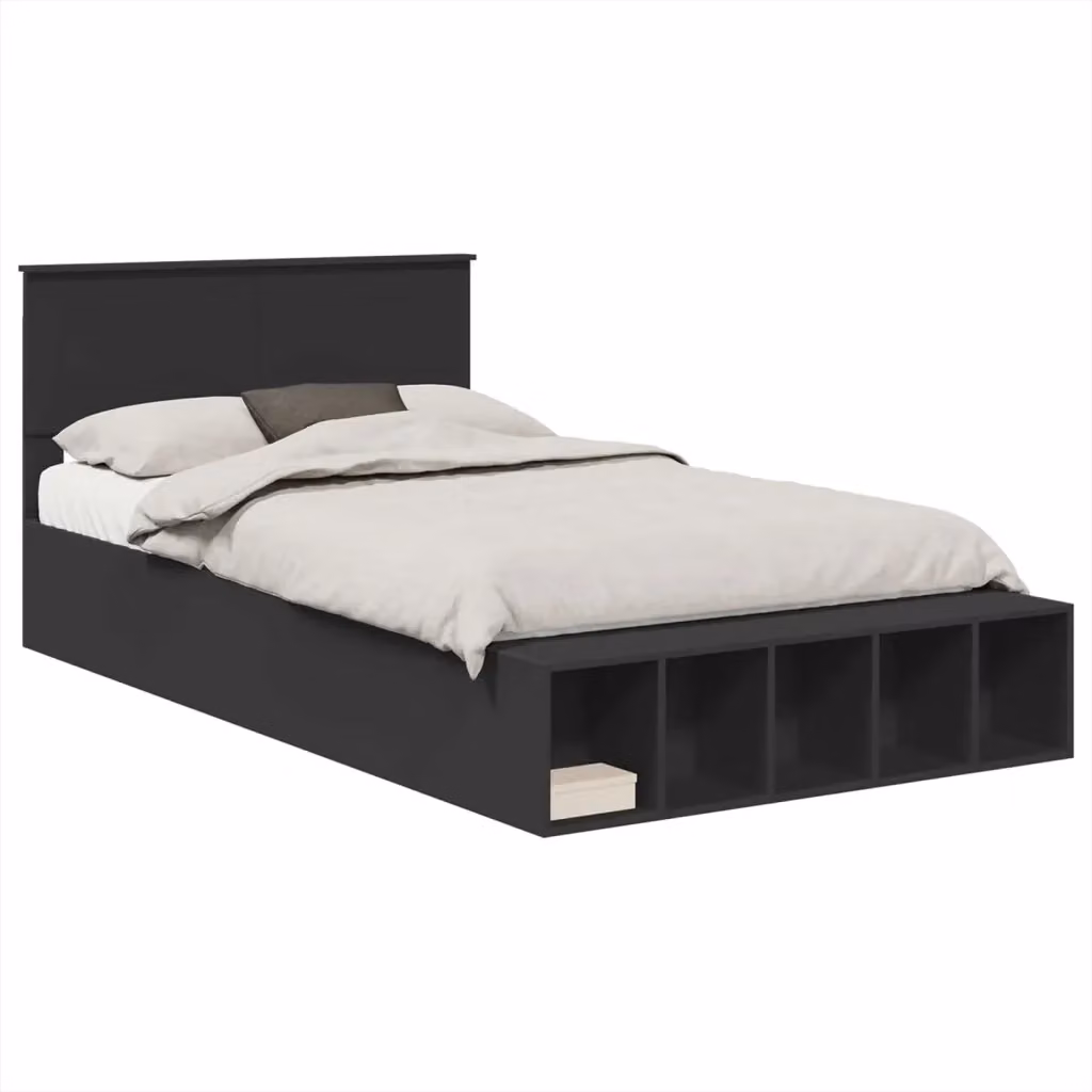 Struttura letto moderna vidaXL con cassetti in legno ingegnerizzato nero L: 138 cm, P: 190 cm, H: 90 cm – 2
