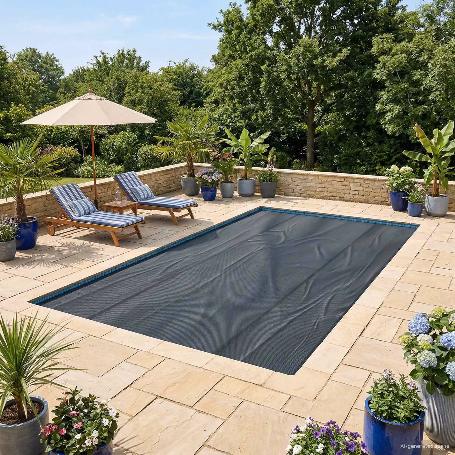 Copertura solare termica per piscina vidaXL, forma quadrata, colore nero, L: 400 cm, L: 200 cm