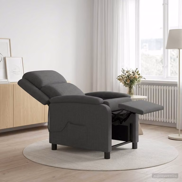 vidaXL Poltrona Relax Moderna in Tessuto Grigio con Braccioli