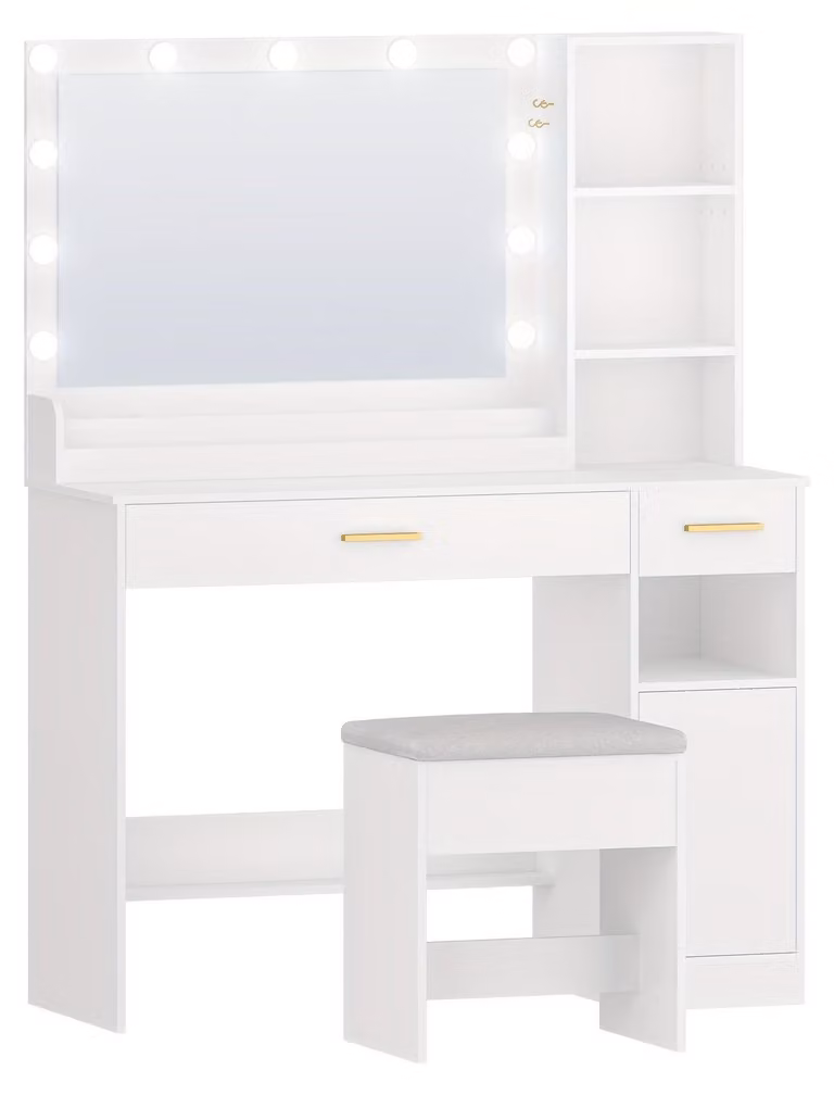Tavolino da trucco - Specchio con illuminazione a LED e 11 lampade