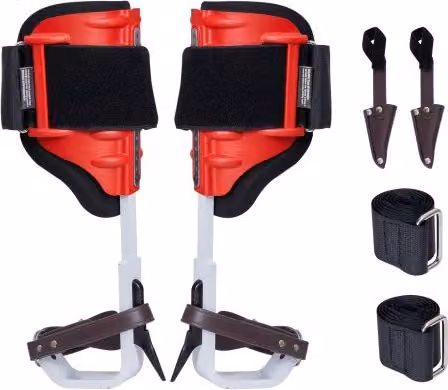 Speroni per arrampicata sugli alberi VEVOR in alluminio con cinghie e protezioni, colore rosso, capacità 158,75 kg
