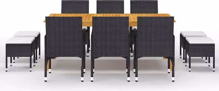 vidaXL Set da pranzo da giardino 11 pezzi Nero