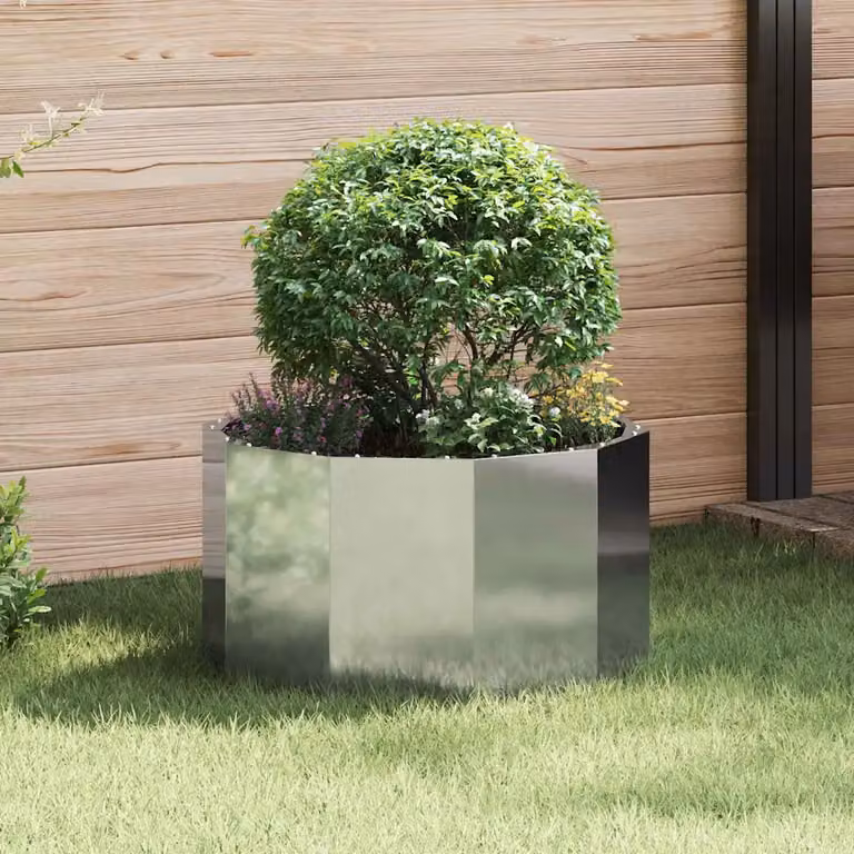 Fioriera vidaXL in acciaio zincato argento L: 60 cm, P: 60 cm, H: 35 cm