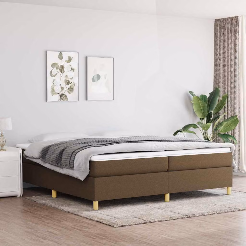 Struttura Letto a Rete con Doghe a Molla vidaXL in Tessuto Marrone, L 200 x P 200 cm