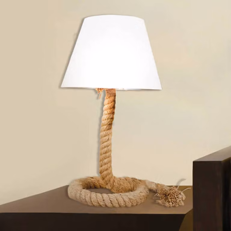 Näve Lampada da tavolo Rope, Crema / Ambra, Soggiorno / Sala da pranzo, Metallo, Marittimo, Lampada da tavolo
