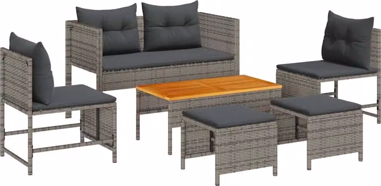 Set Divano da Giardino 6 pcs Grigio e Grigio Scuro polyrattan