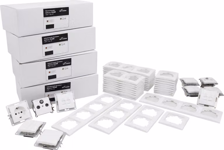 McPower Flair ''Megaset'' set di interruttori e prese da 100 pezzi, bianco