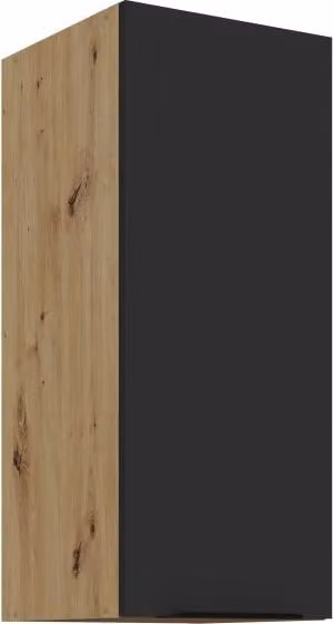 Mobile cucina superiore LUNARA - larghezza 30 cm, nero / rovere artigianale