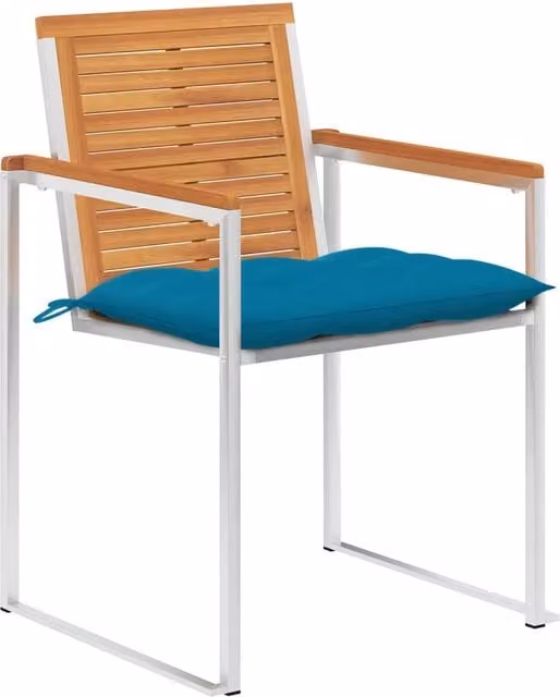 Set di 8 sedie da giardino vidaXL in legno di acacia oliato con cuscini blu impilabili