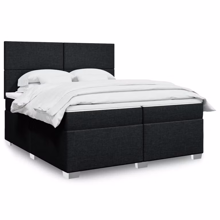 vidaXL Giroletto a Molle con Materasso Nero in Tessuto L/P: 200 x 200 cm