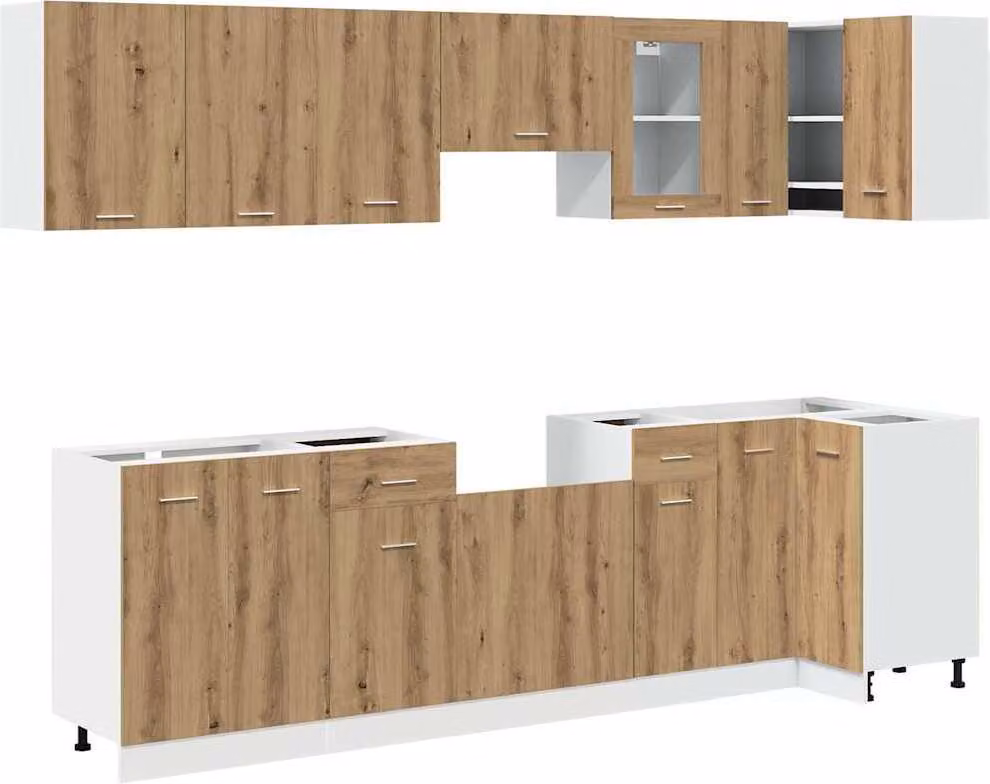 Set di Mobili da Cucina 11 pz Lyon Rovere Artigianale Truciolato