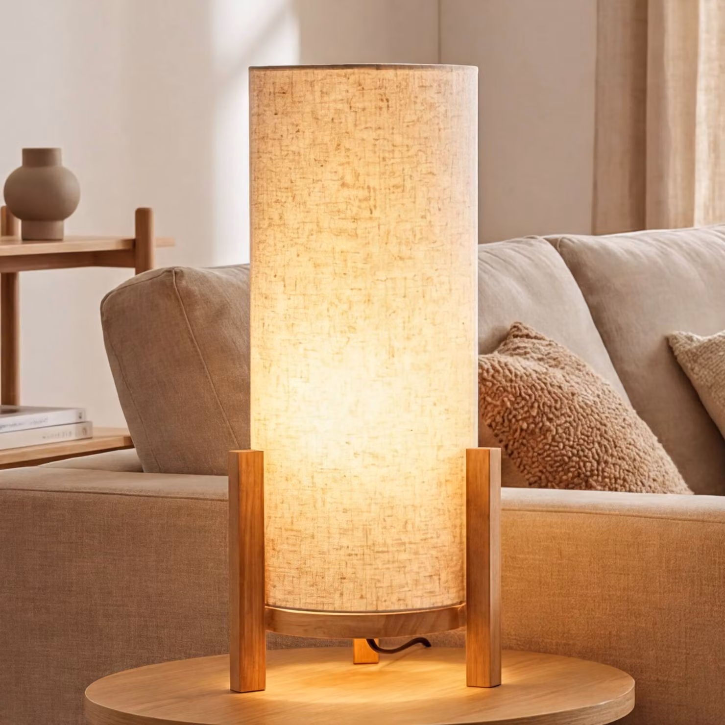 Näve Lampada da tavolo a LED Madita, dimmerabile, Legno chiaro, Soggiorno / Sala da pranzo, Legno, Lampada da tavolo LED