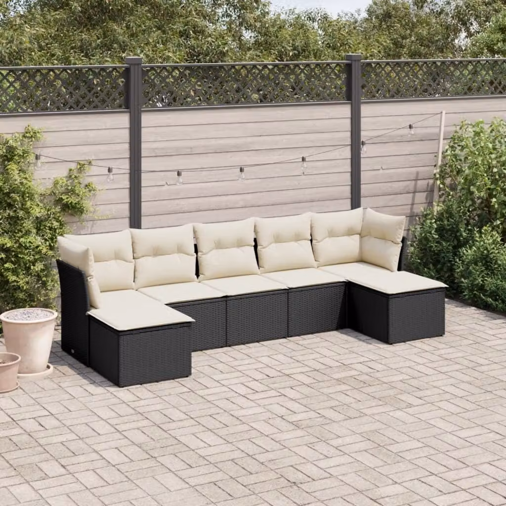 Maison Exclusive - Set Divani da Giardino con Cuscini 7pz Nero Polyrattan