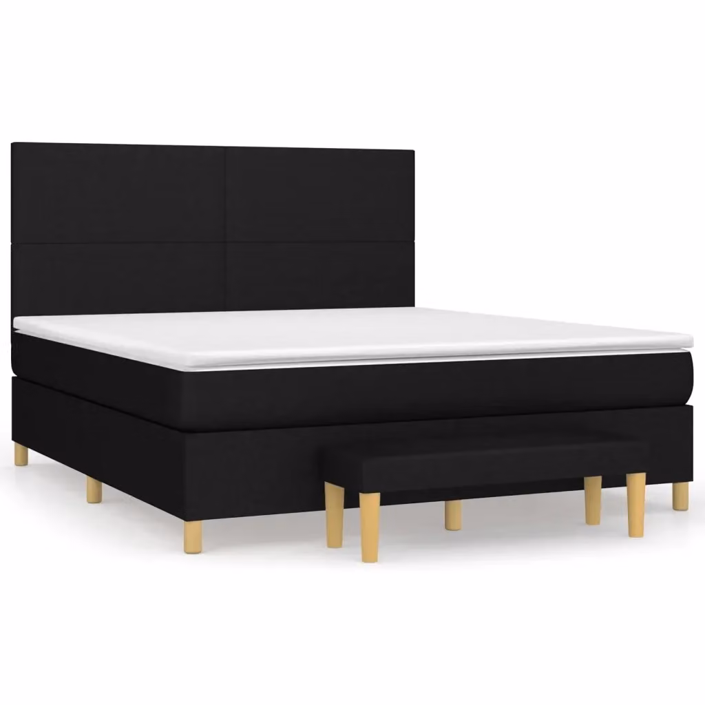 vidaXL Giroletto a Molle Ibrido con Materasso Nero in Tessuto L/P/H: 180 x 200 x 128 cm – 2