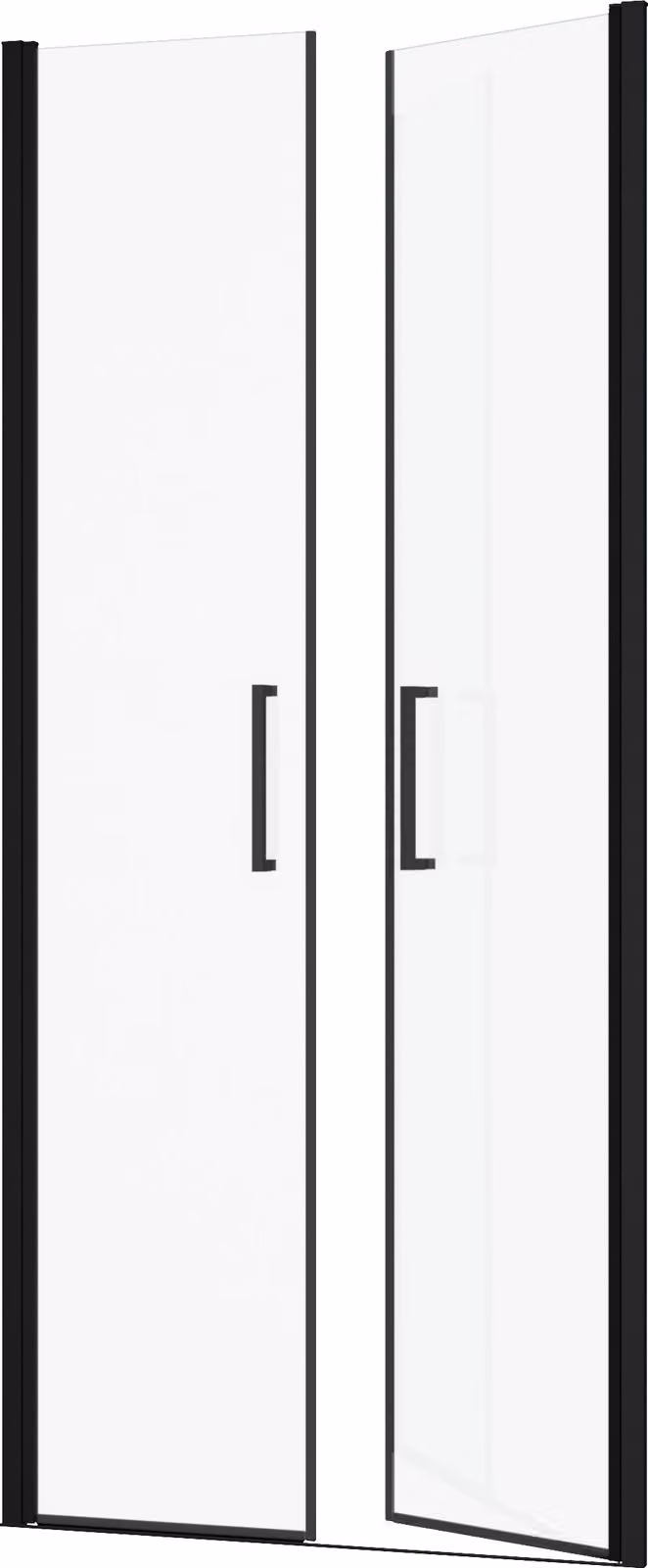 Porta doccia a doppia anta 90x200 cm - Vetro temperato trasparente 6 mm - Profilo nero opaco